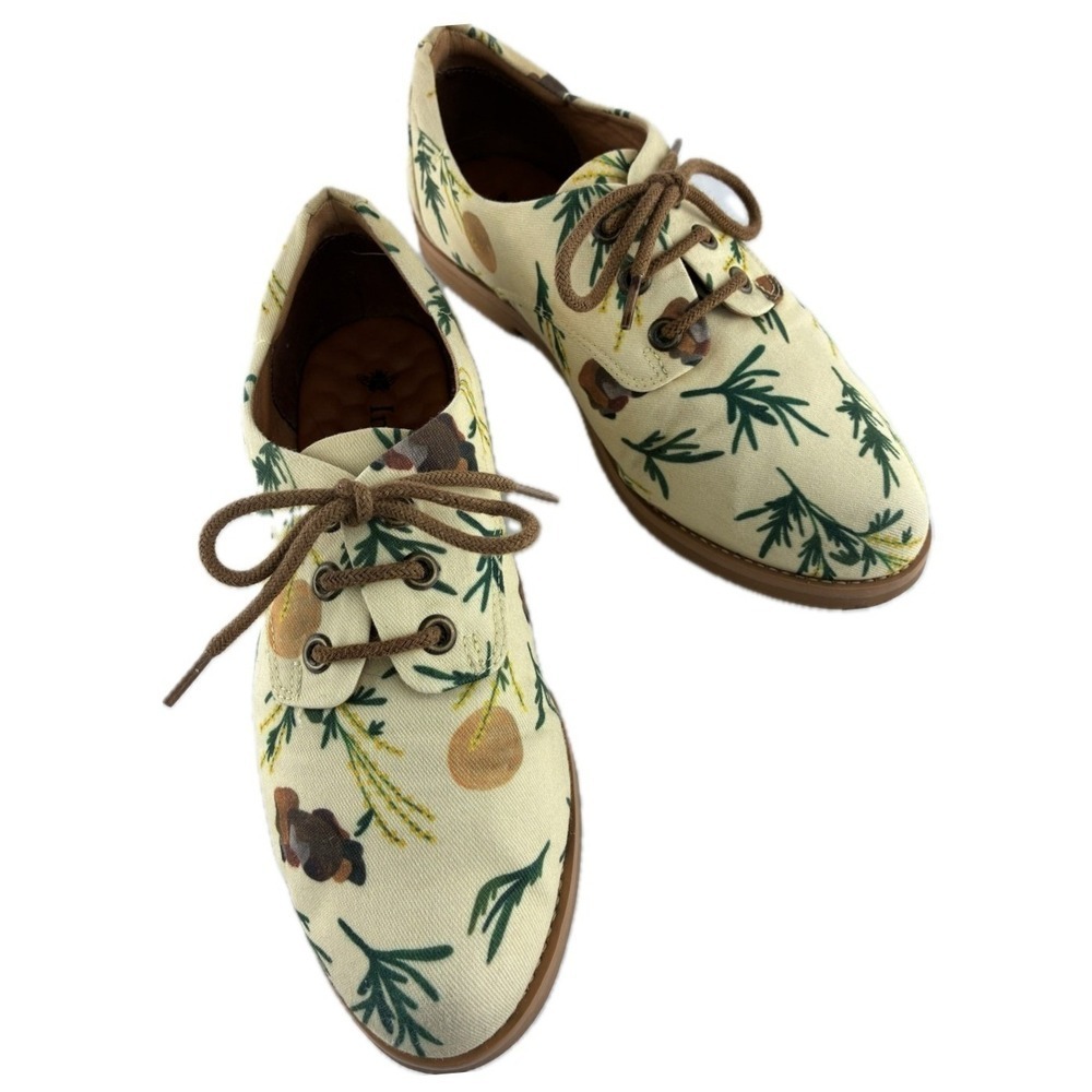 Insecta Aries Oxford Shoes Sz 7 Botanical Canvas Vegan Comfort Cottagecore